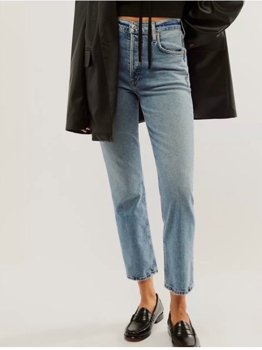 NWT Re/Done 90s High Rise Ankle Crop Straight Jeans - Size: 25
